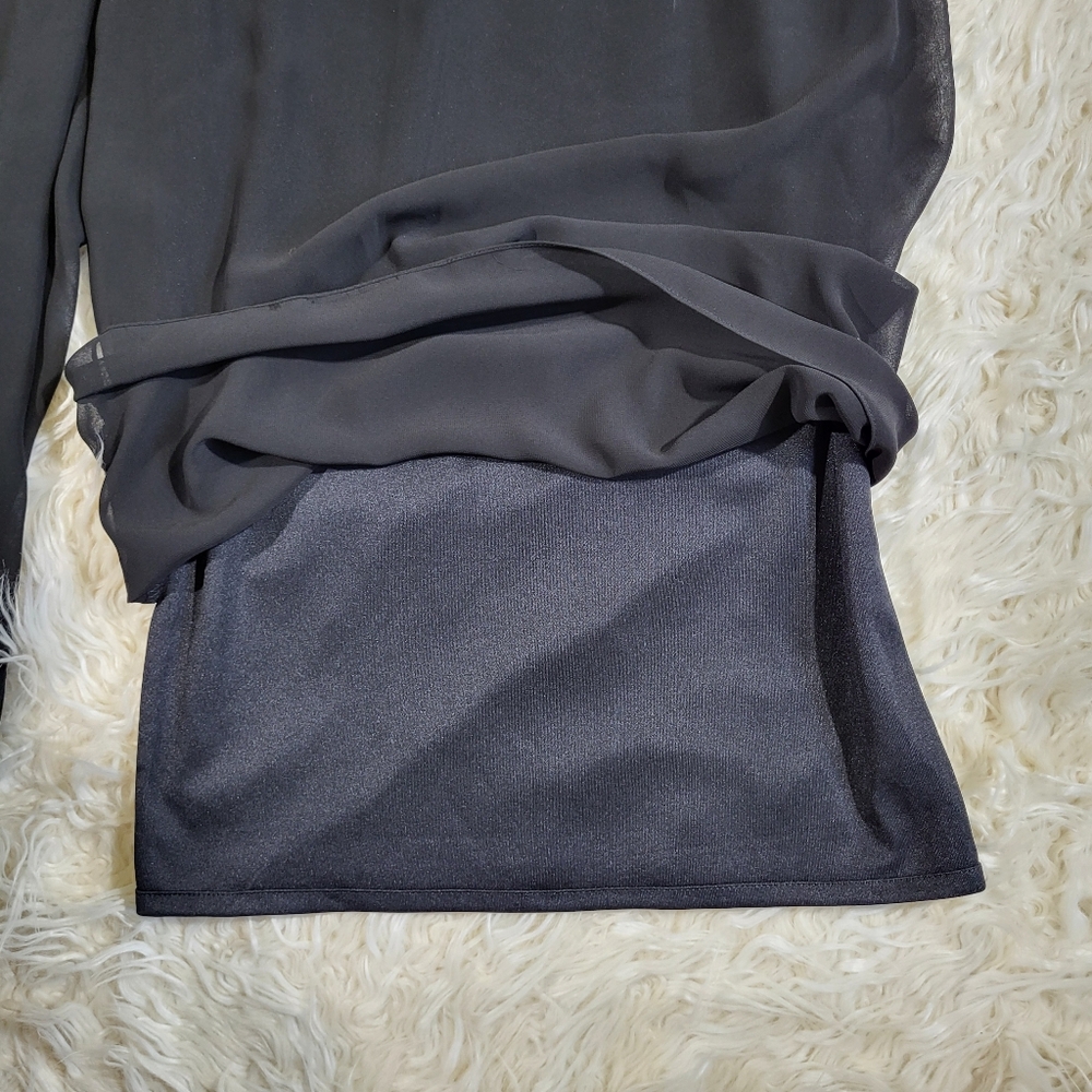 Alex Evenings Plus Straight Leg Pant with Georgette Split Leg Overlay Size 2X - Picture 6 of 15